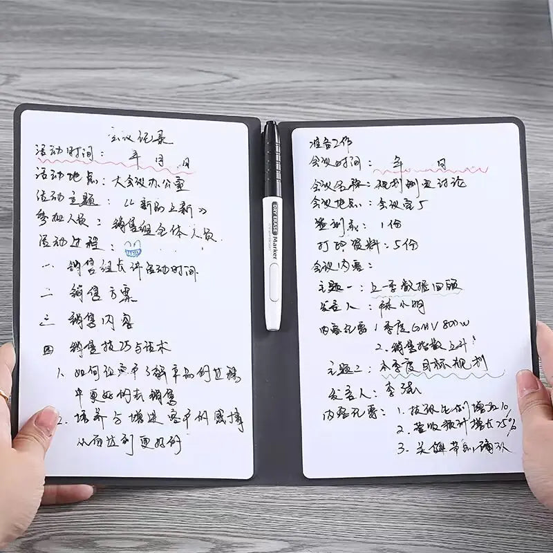 Reusable Whiteboard Notebook Leather Memo